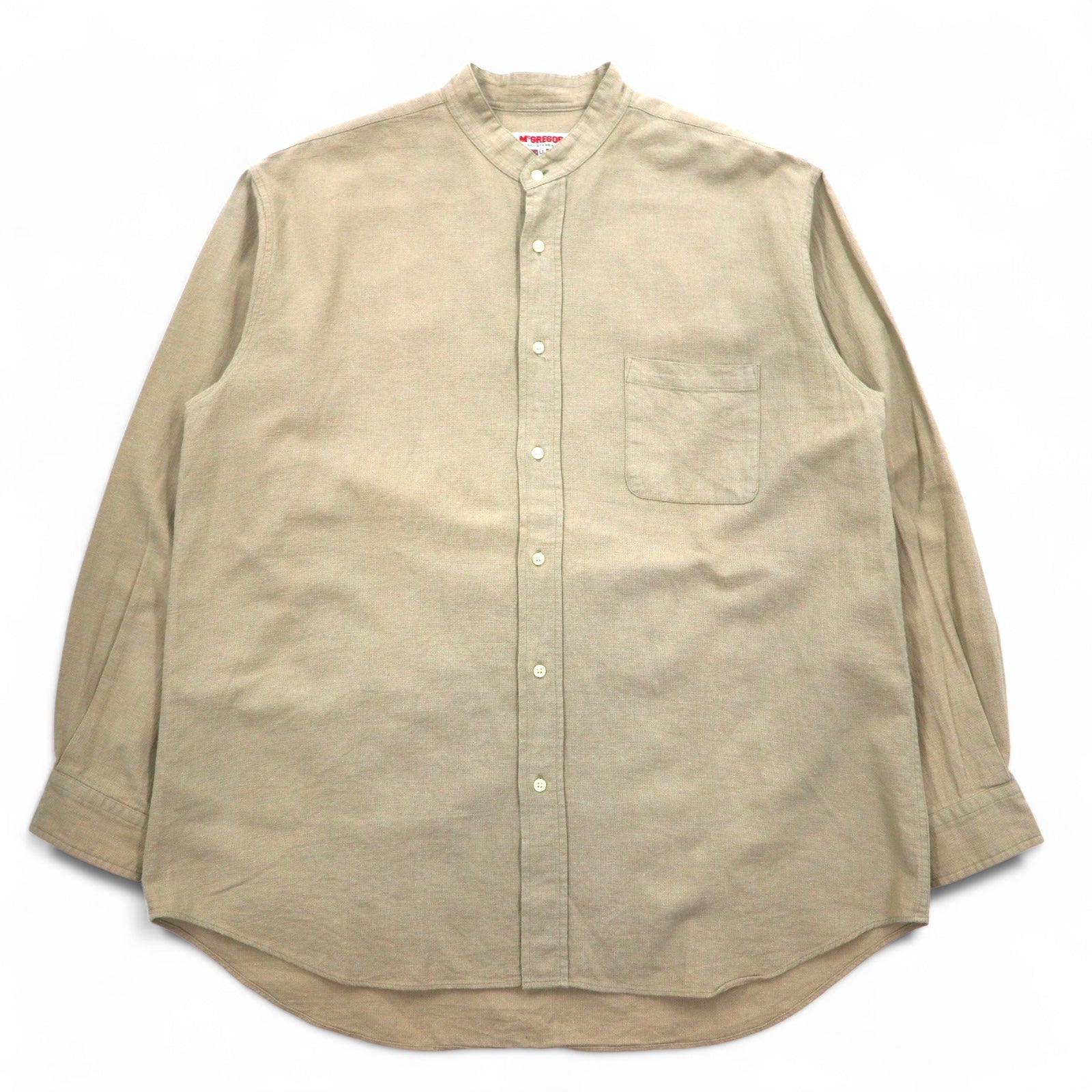 McGREGOR anni '90 camicia in lino con collo alla coreana XL beige taglia grande made in Japan
