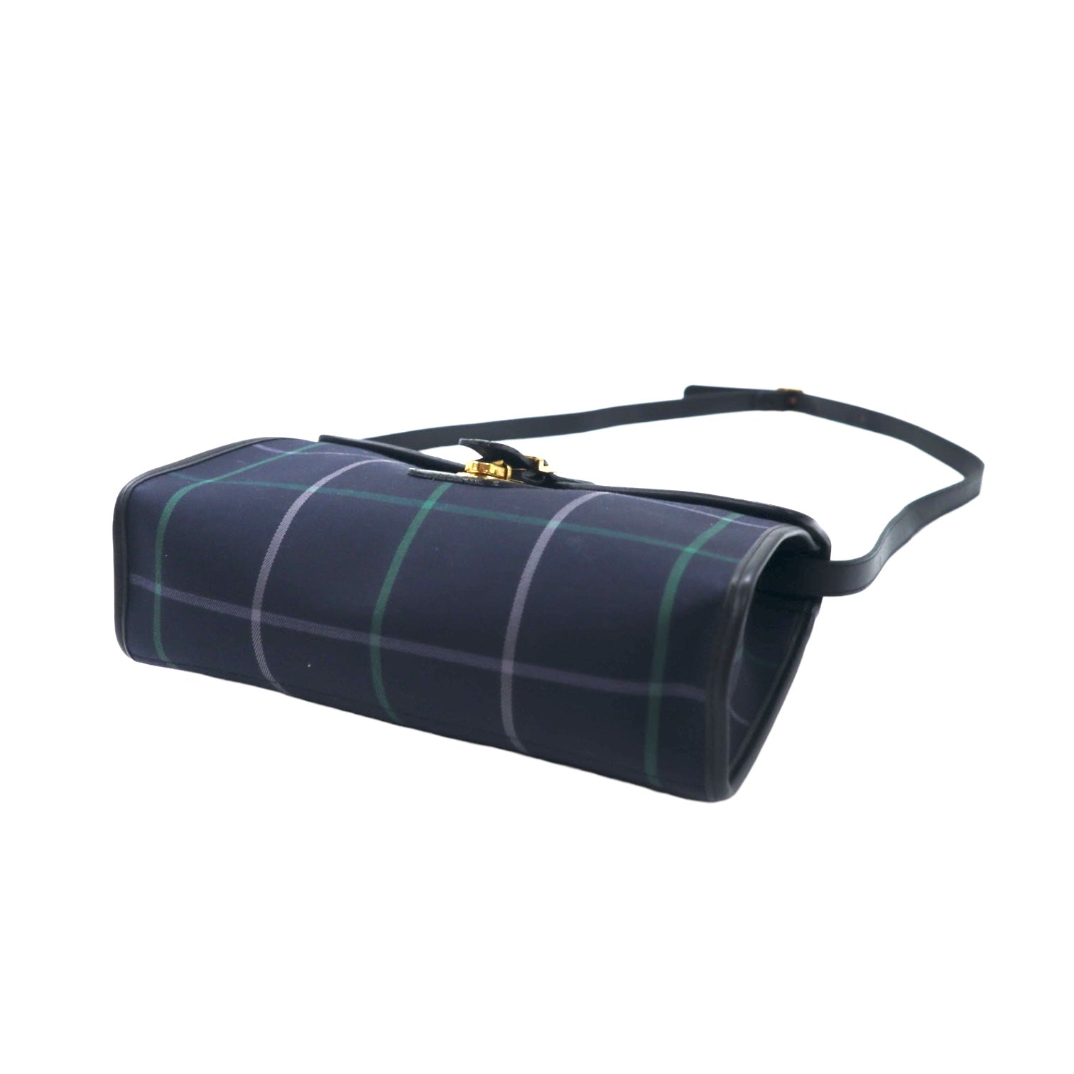 Borsa a tracolla Burberrys Vintage, motivo Windowpane Check, blu navy, in nylon, tela e pelle