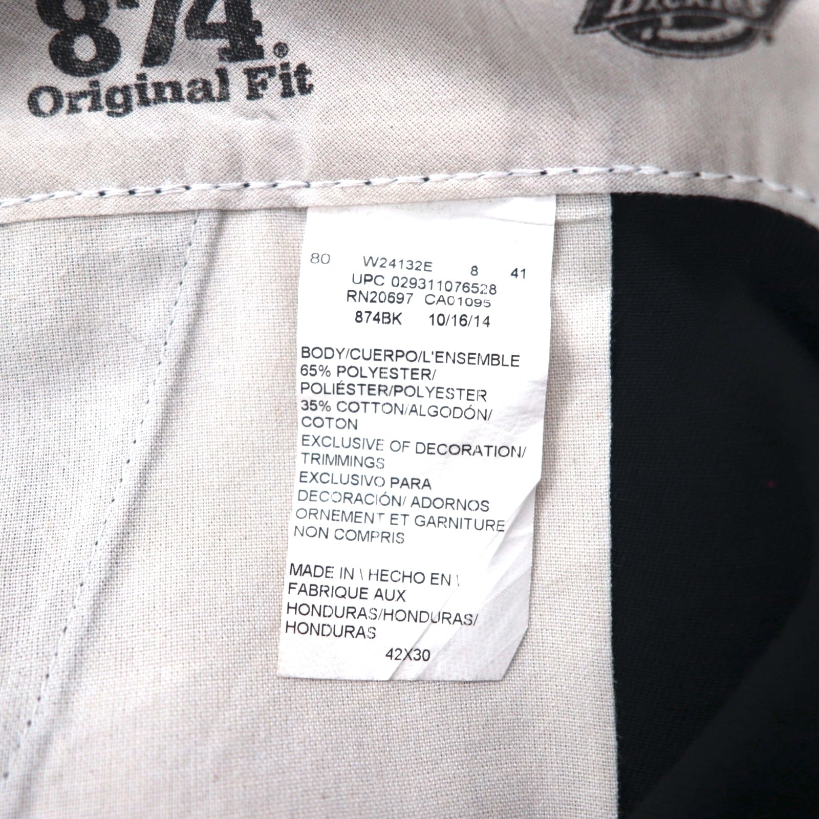 Dickies 874 Original Fit Work Pants Chino XL Nero Taglie forti