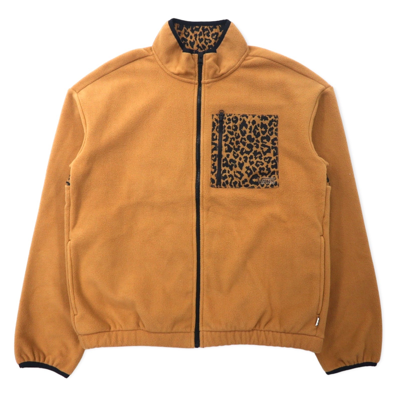 VANS Giacca in pile con cerniera integrale S Beige Poliestere Leopardato