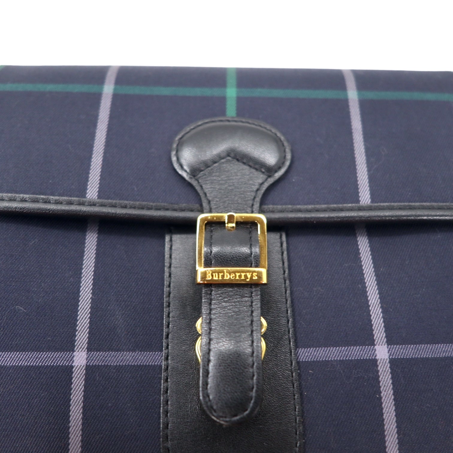 Borsa a tracolla Burberrys Vintage, motivo Windowpane Check, blu navy, in nylon, tela e pelle