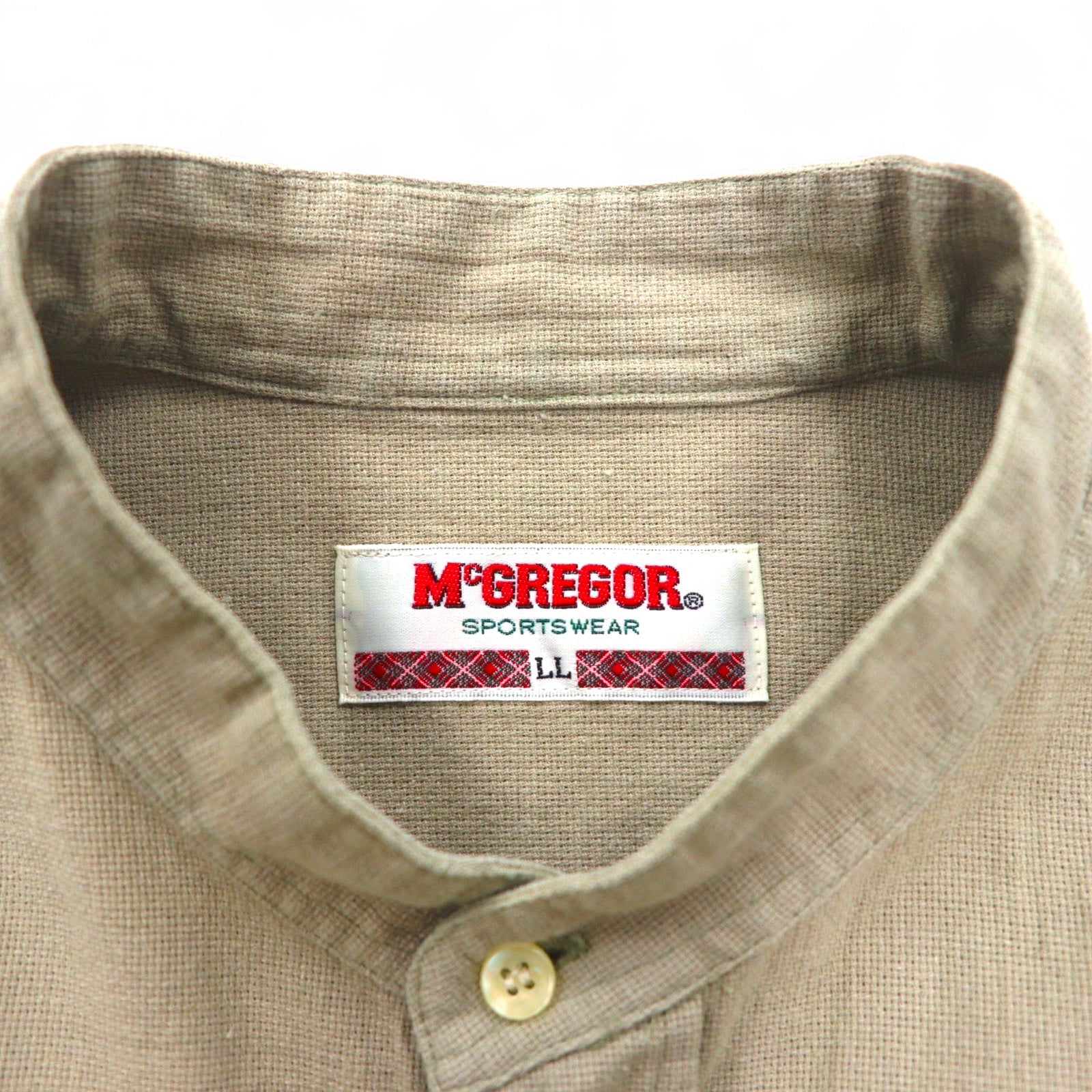 McGREGOR anni '90 camicia in lino con collo alla coreana XL beige taglia grande made in Japan