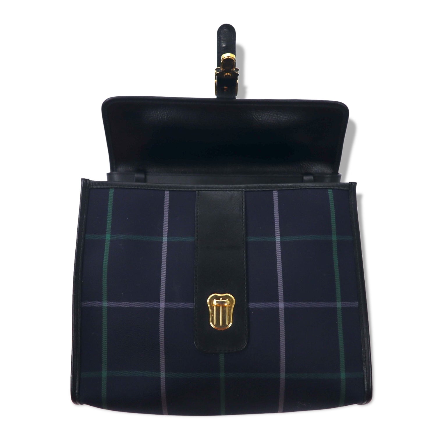 Borsa a tracolla Burberrys Vintage, motivo Windowpane Check, blu navy, in nylon, tela e pelle