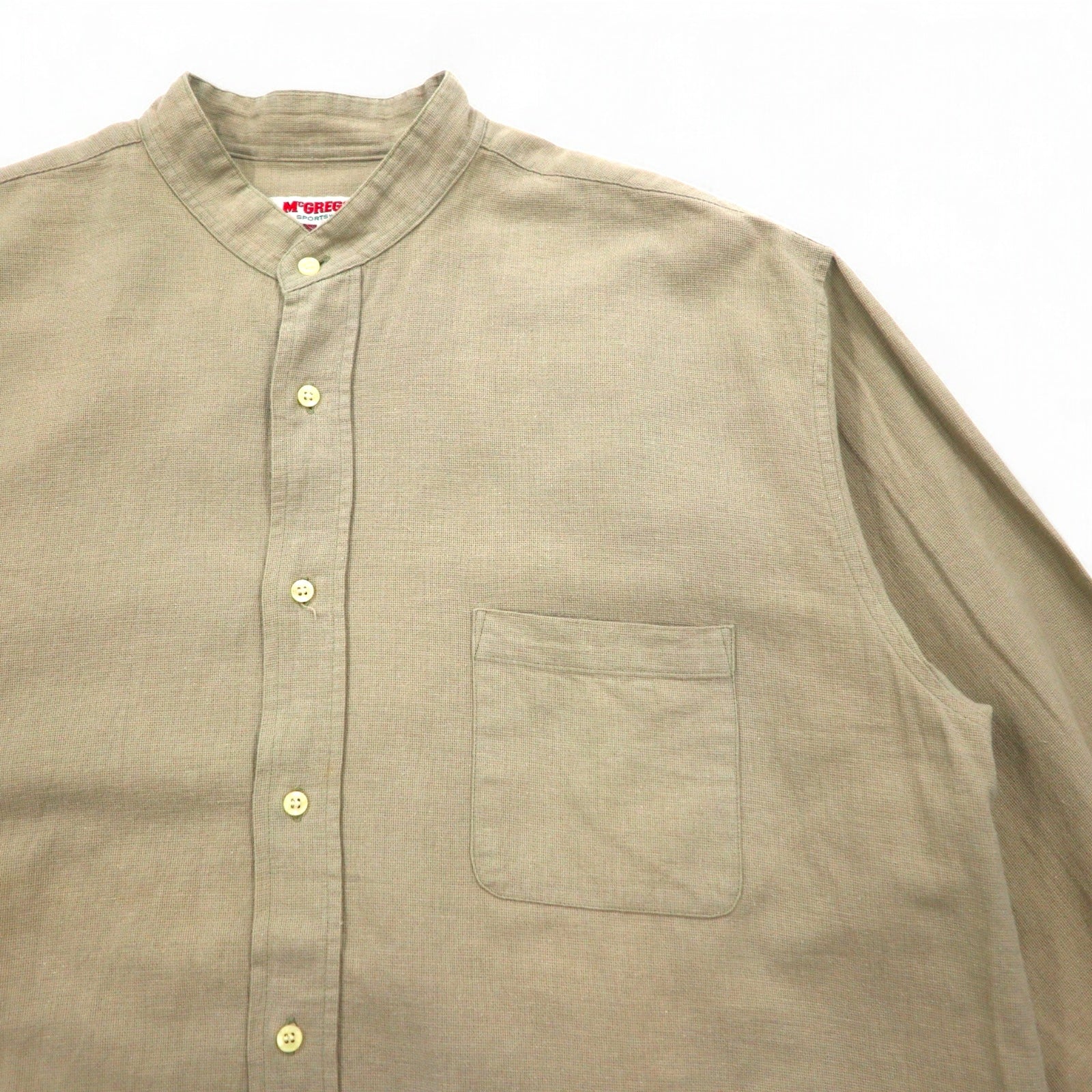 McGREGOR anni '90 camicia in lino con collo alla coreana XL beige taglia grande made in Japan