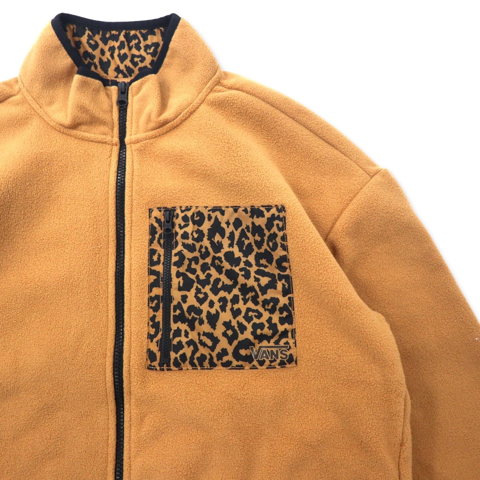 VANS Giacca in pile con cerniera integrale S Beige Poliestere Leopardato