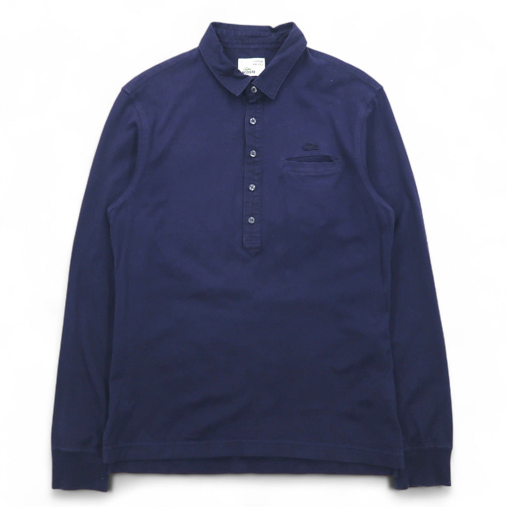 LACOSTE ヴィンテージ加工 長袖ポロシャツ S ネイビー VINTAGE WASHED ワンポイントロゴ