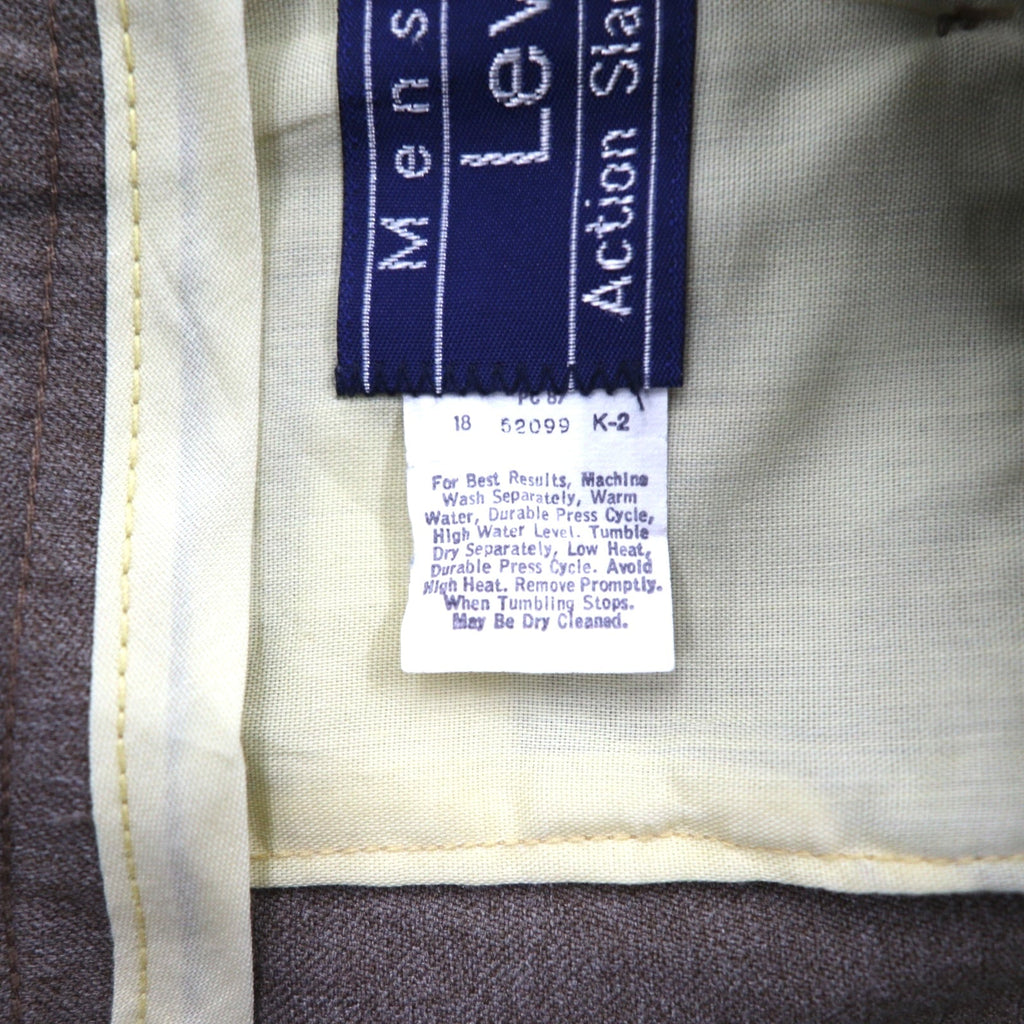 Levi's 80年代 USA製 Action Slacks スタプレ STA-PREST スラックスパンツ L ブラウン ロケットTALONジップ