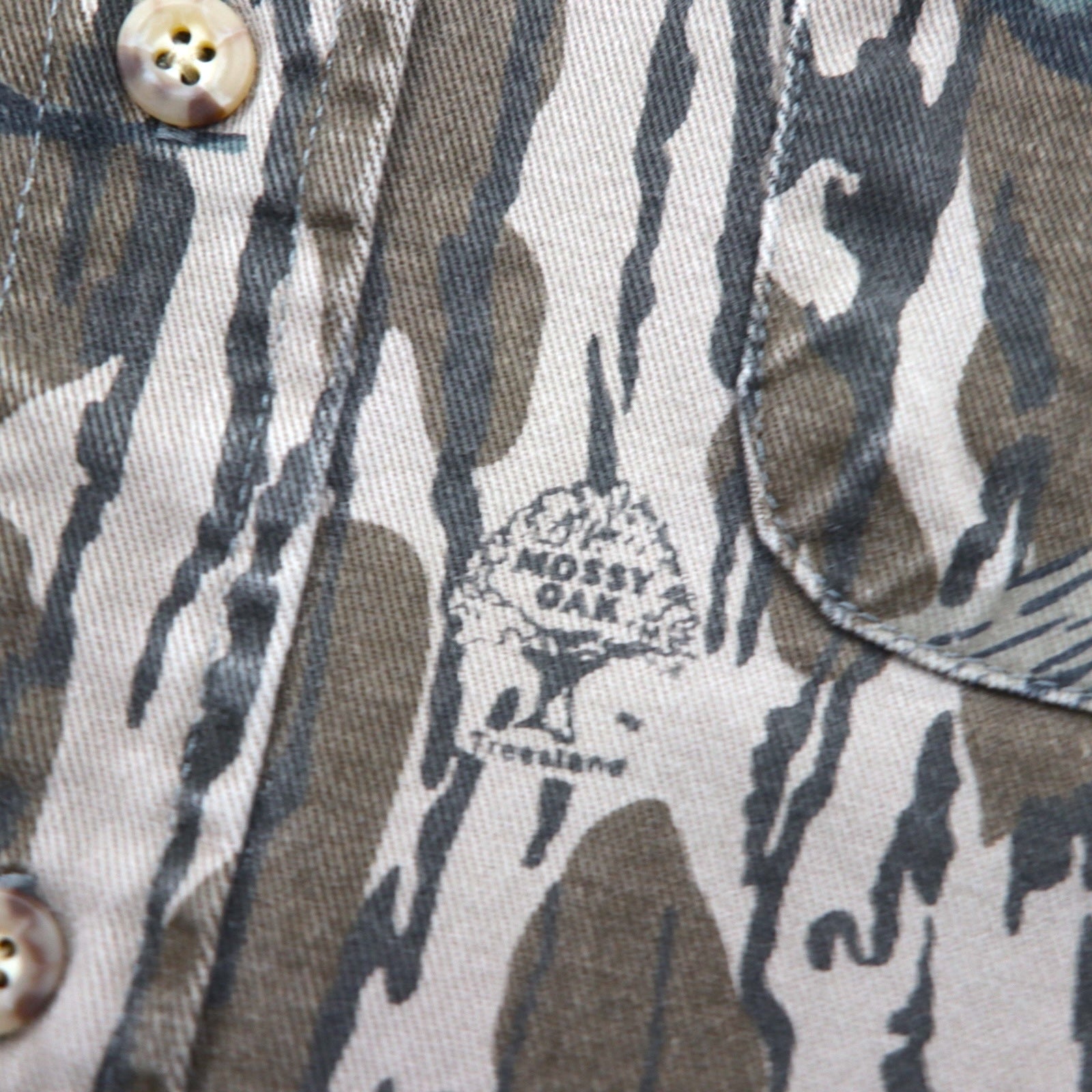 Carhartt anni '90 camicia da lavoro button-down mimetica albero XL kaki MOSSY OAK camo abbigliamento outdoor robusto