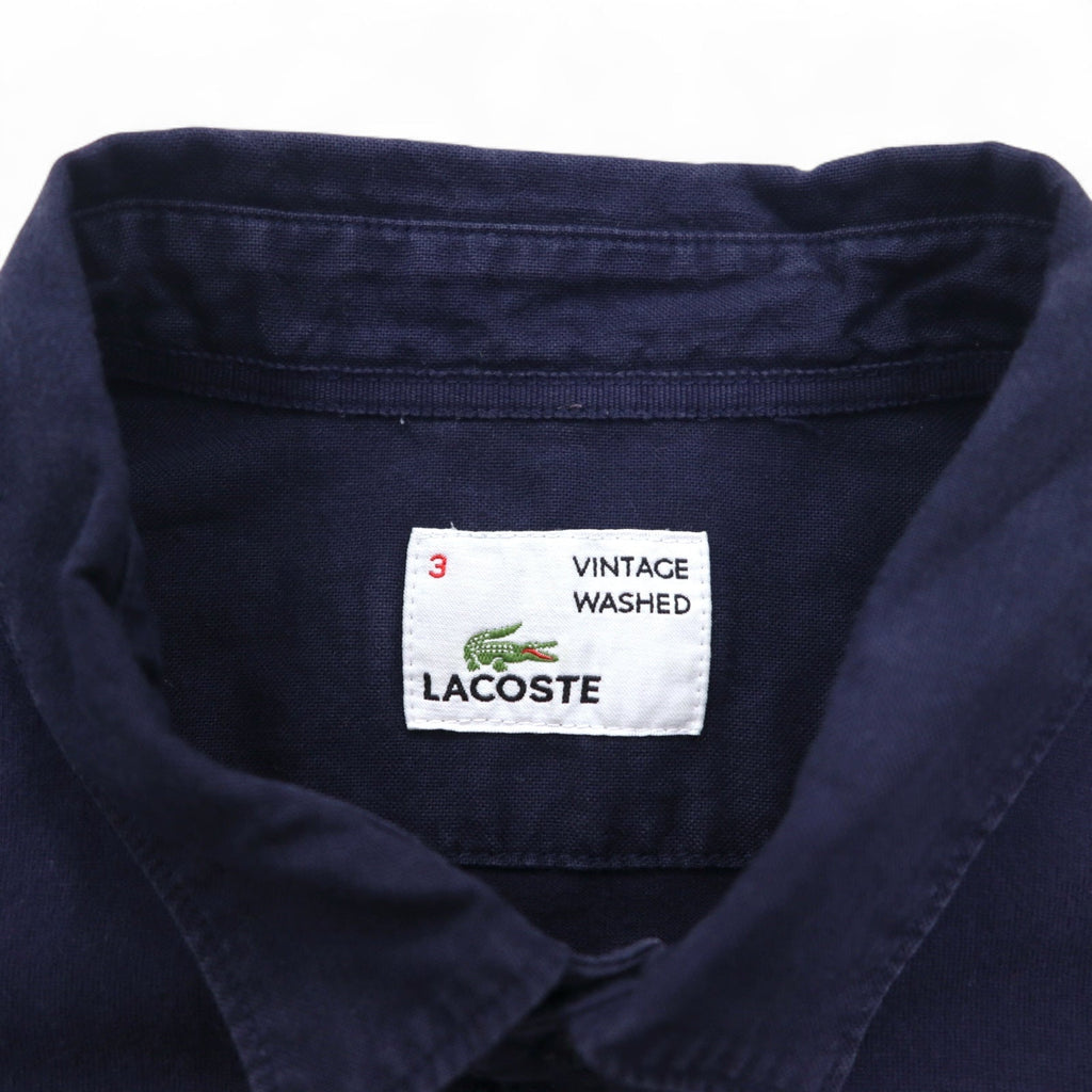 LACOSTE ヴィンテージ加工 長袖ポロシャツ S ネイビー VINTAGE WASHED ワンポイントロゴ
