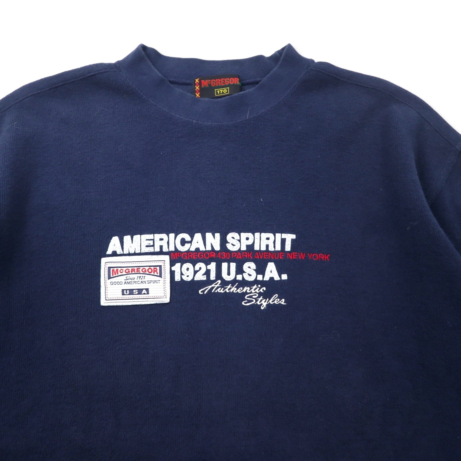 McGREGOR Anni '90 Felpa girocollo 170 Blu navy Cotone AMERICAN SPIRIT Ricamo