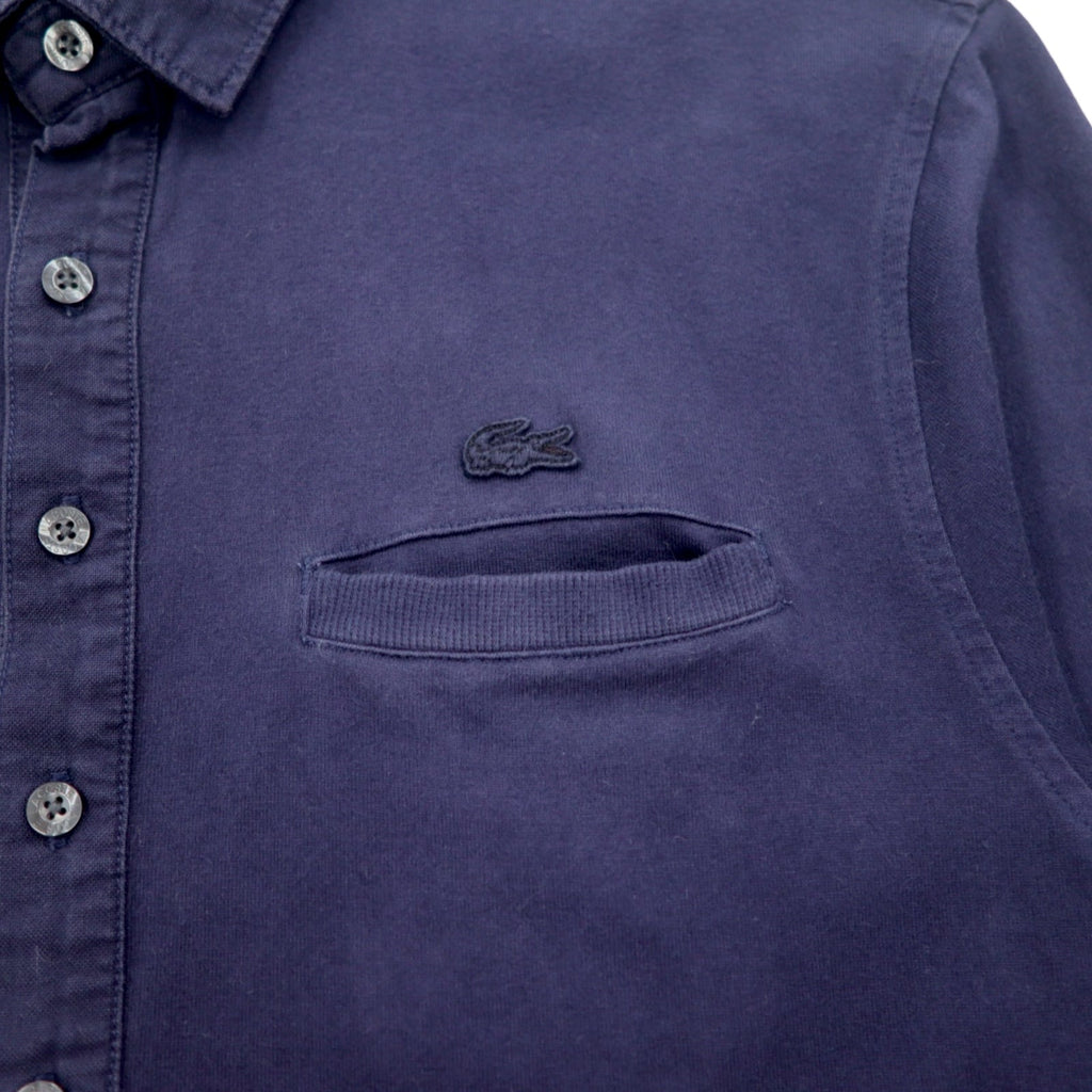 LACOSTE ヴィンテージ加工 長袖ポロシャツ S ネイビー VINTAGE WASHED ワンポイントロゴ