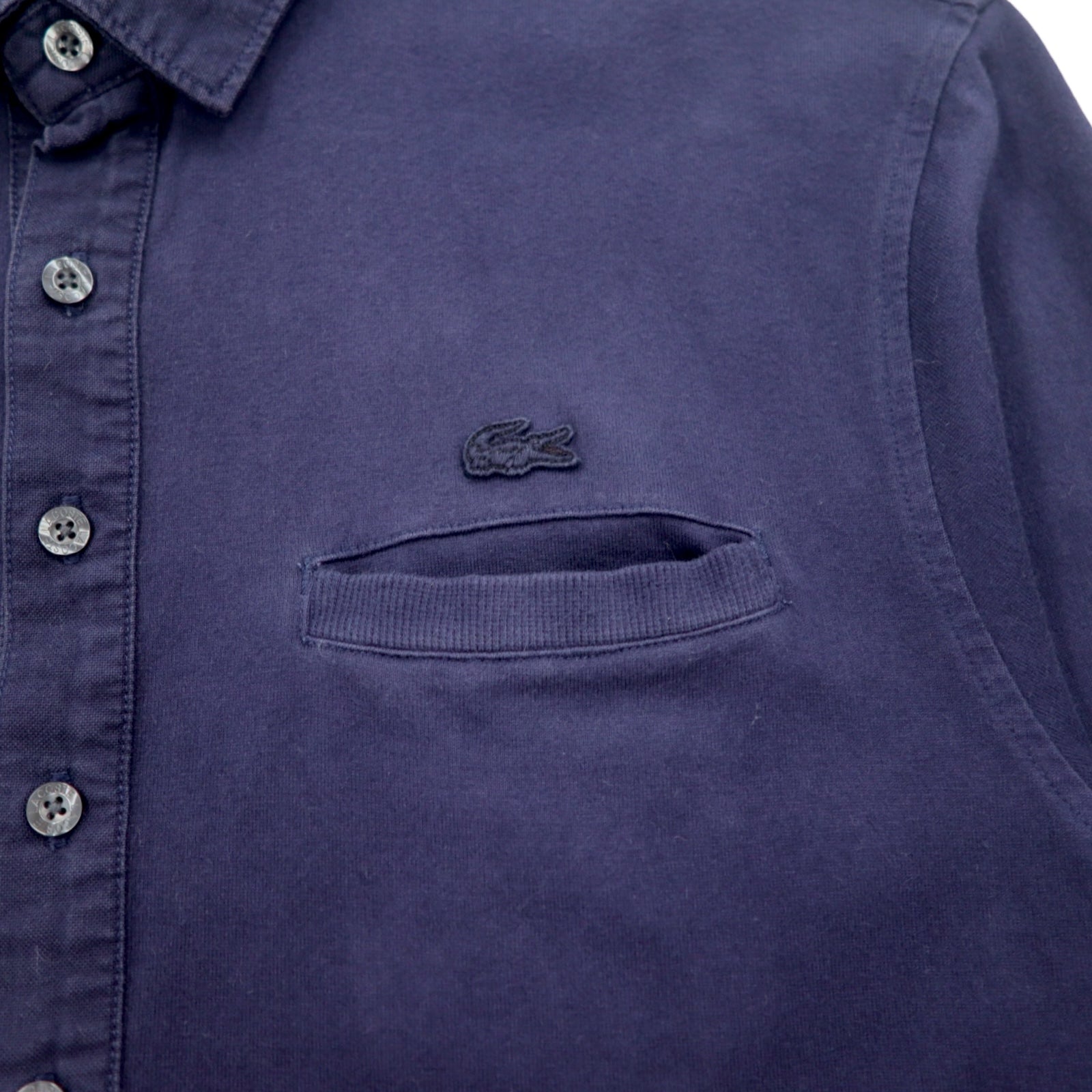 LACOSTE ヴィンテージ加工 長袖ポロシャツ S ネイビー VINTAGE WASHED ワンポイントロゴ