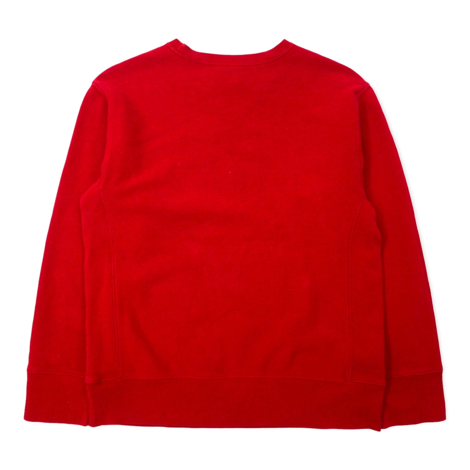 POLO JEANS CO. RALPH LAUREN anni '90 Reverse Weave Logo Ricamato Felpa M Rosso Cotone Bandiera Americana V anteriore