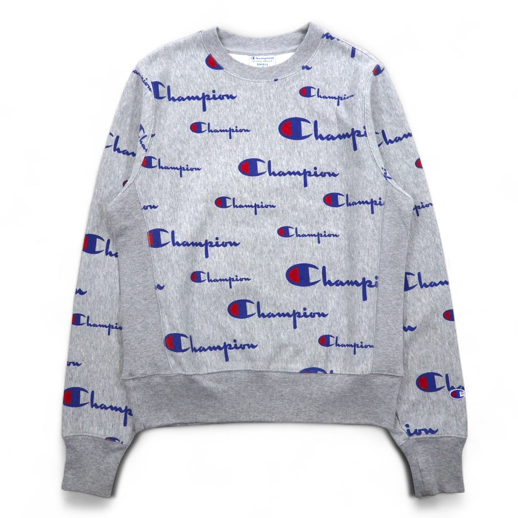 Champion Reverse Weave FELPA L grigio all-over script logo etichetta blu replica