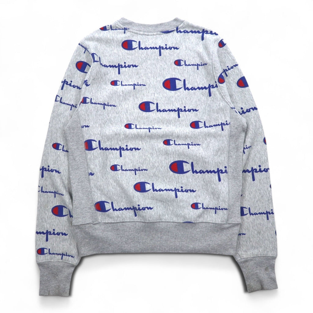 Champion Reverse Weave FELPA L grigio all-over script logo etichetta blu replica