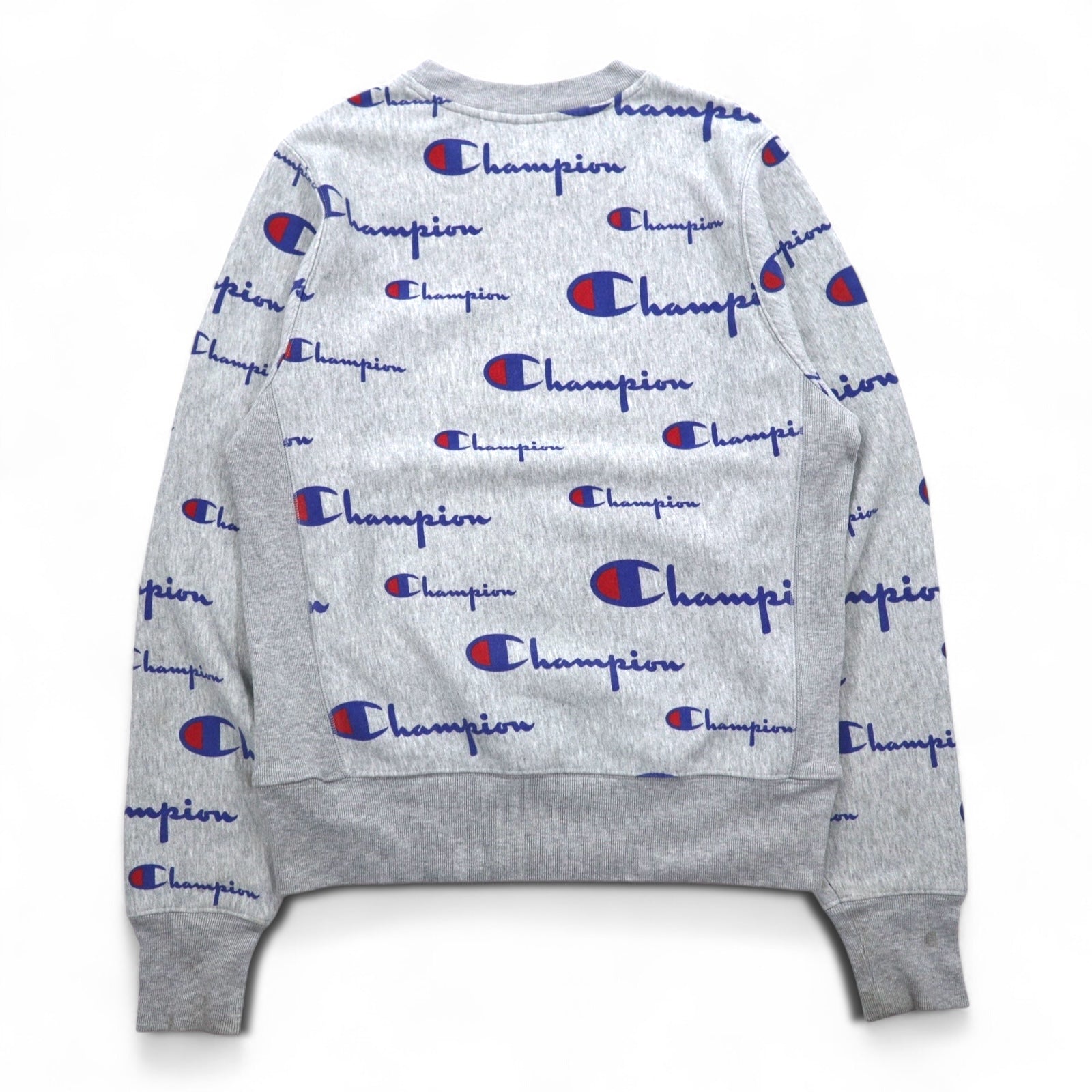 Champion Reverse Weave FELPA L grigio all-over script logo etichetta blu replica
