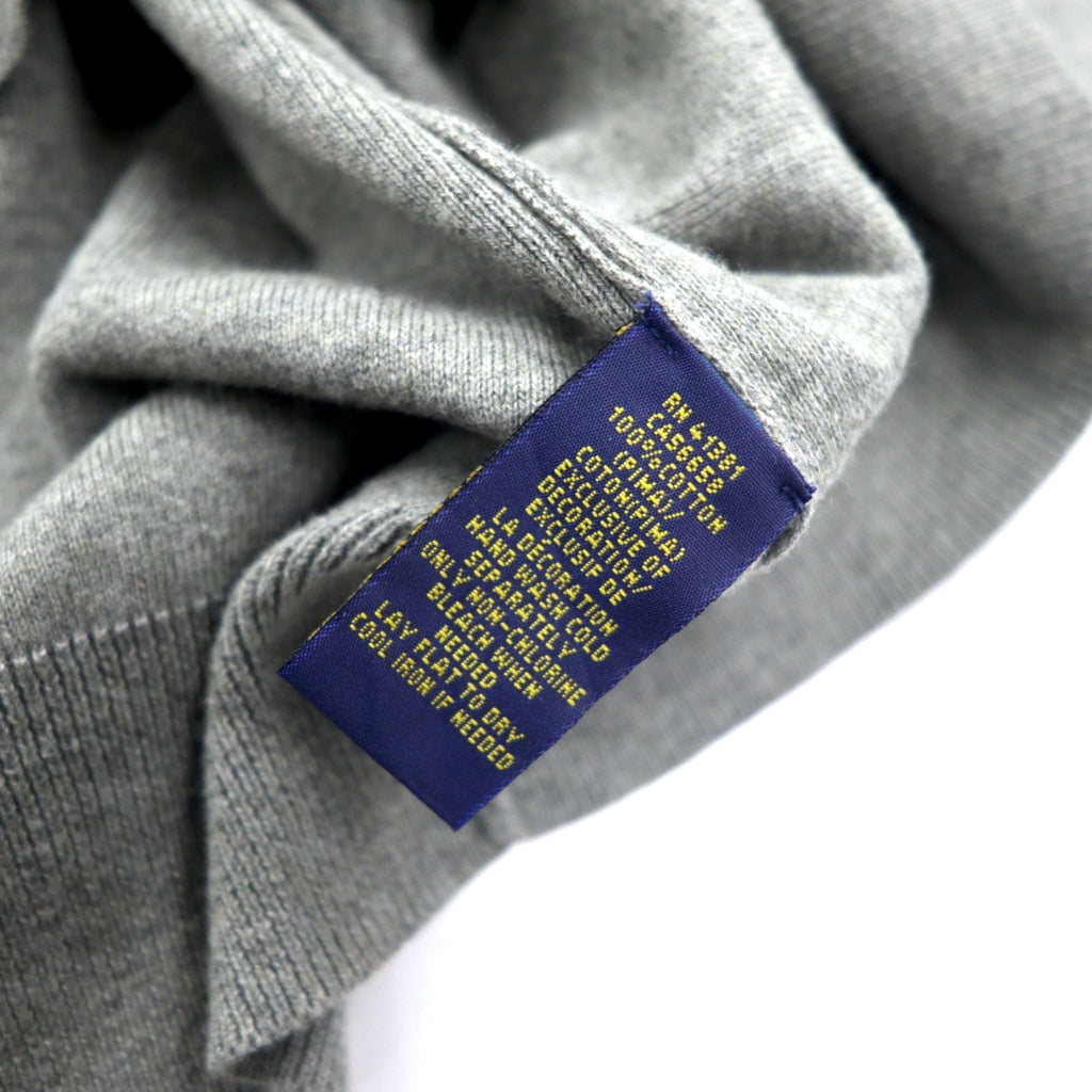 POLO RALPH LAUREN Maglione in cotone Pima con scollo a V L Grigio Ricamo Small Pony PIMA COTTON