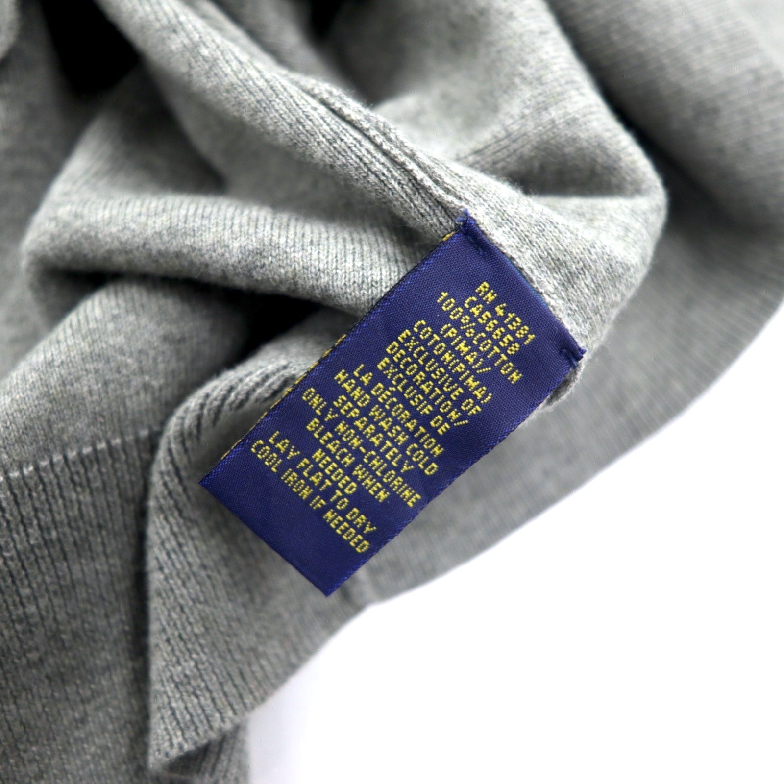 POLO RALPH LAUREN Maglione in cotone Pima con scollo a V L Grigio Ricamo Small Pony PIMA COTTON