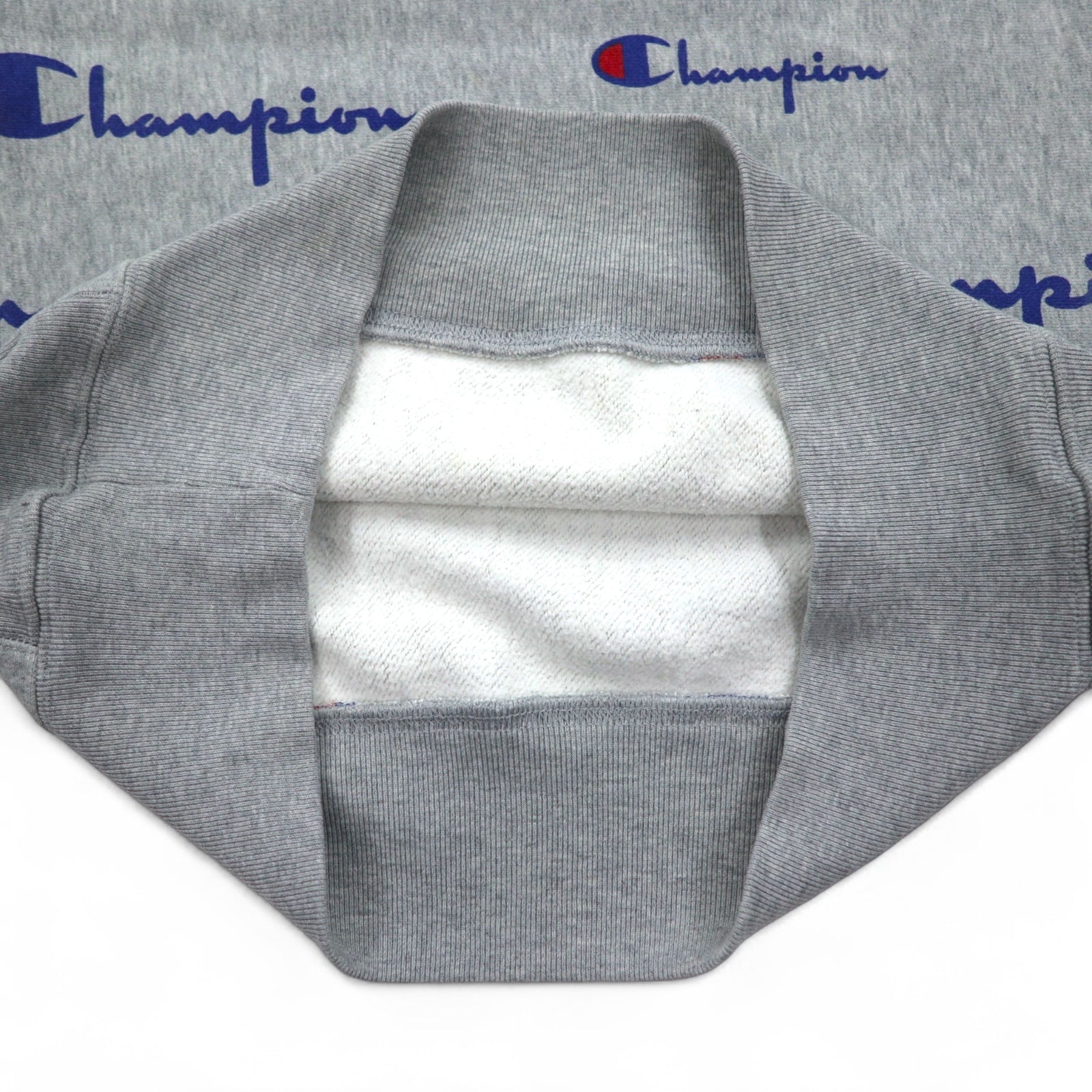 Champion Reverse Weave FELPA L grigio all-over script logo etichetta blu replica