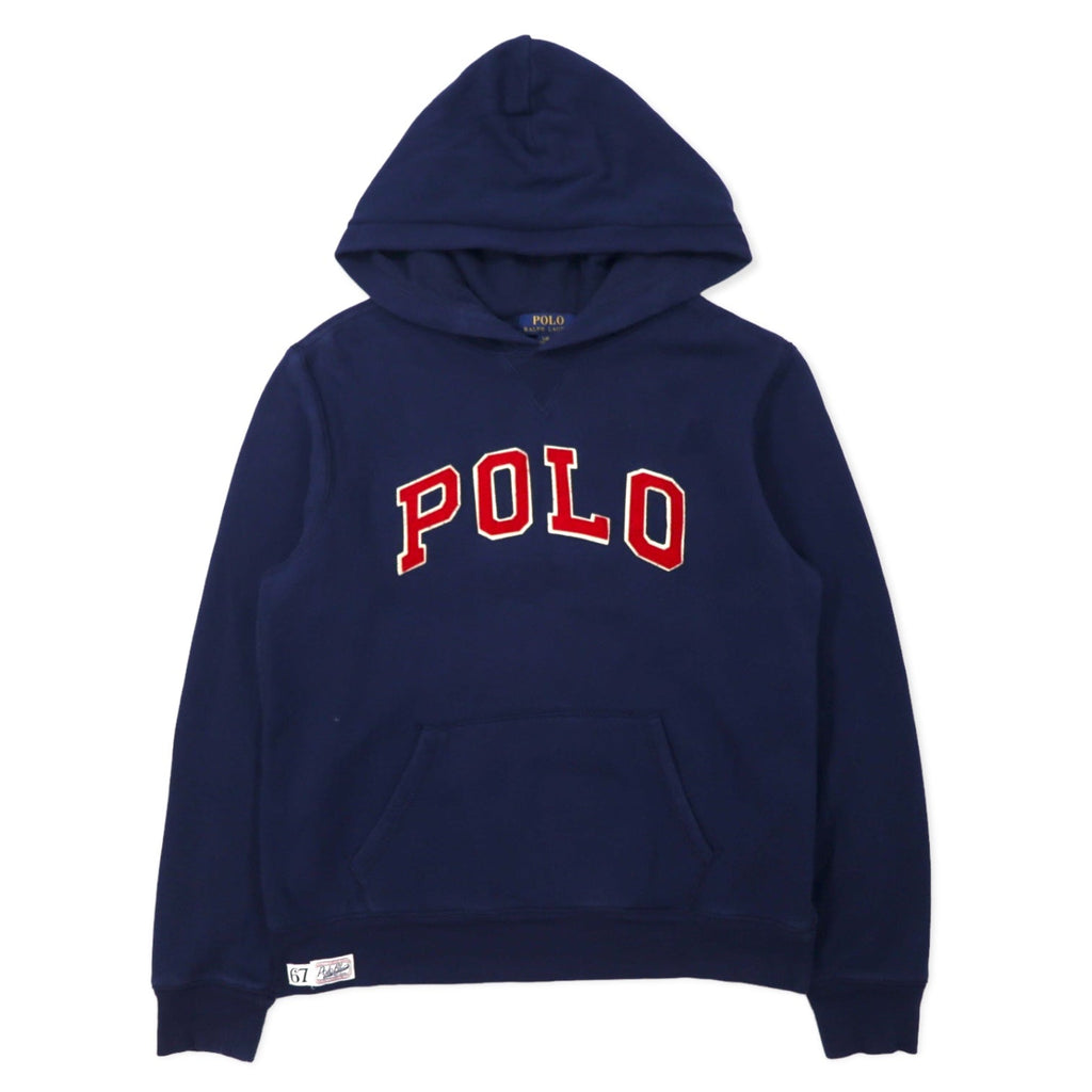 POLO RALPH LAUREN felpa con cappuccio pullover con logo ricamato L blu navy cotone felpato