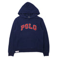 POLO RALPH LAUREN felpa con cappuccio pullover con logo ricamato L blu navy cotone felpato