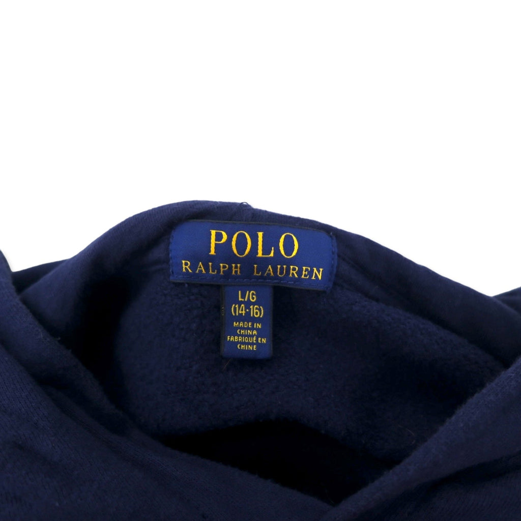 POLO RALPH LAUREN felpa con cappuccio pullover con logo ricamato L blu navy cotone felpato