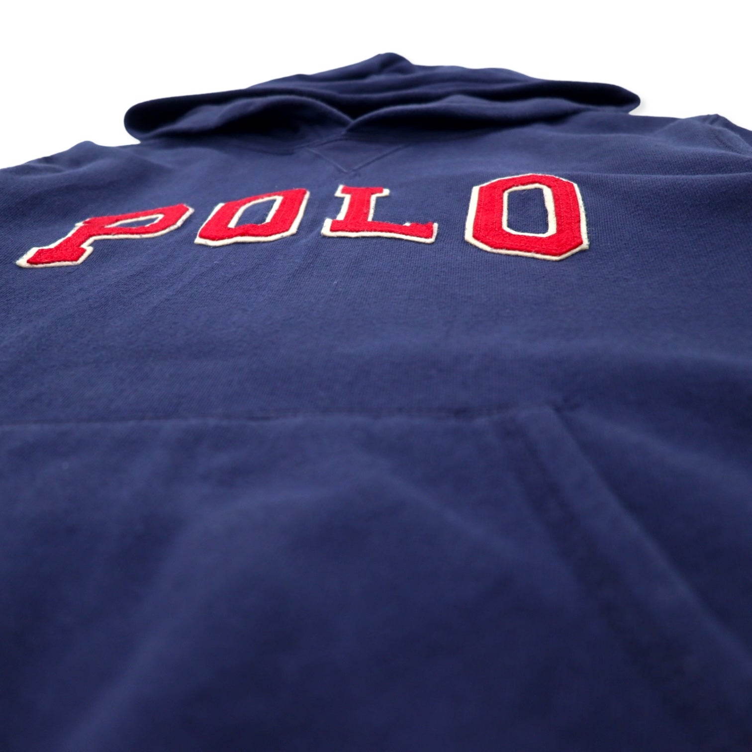 POLO RALPH LAUREN felpa con cappuccio pullover con logo ricamato L blu navy cotone felpato