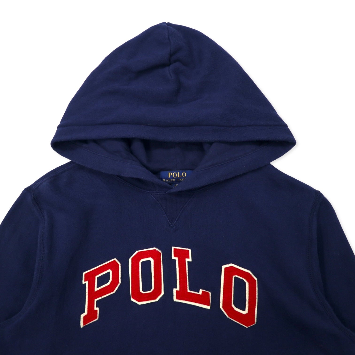 POLO RALPH LAUREN felpa con cappuccio pullover con logo ricamato L blu navy cotone felpato