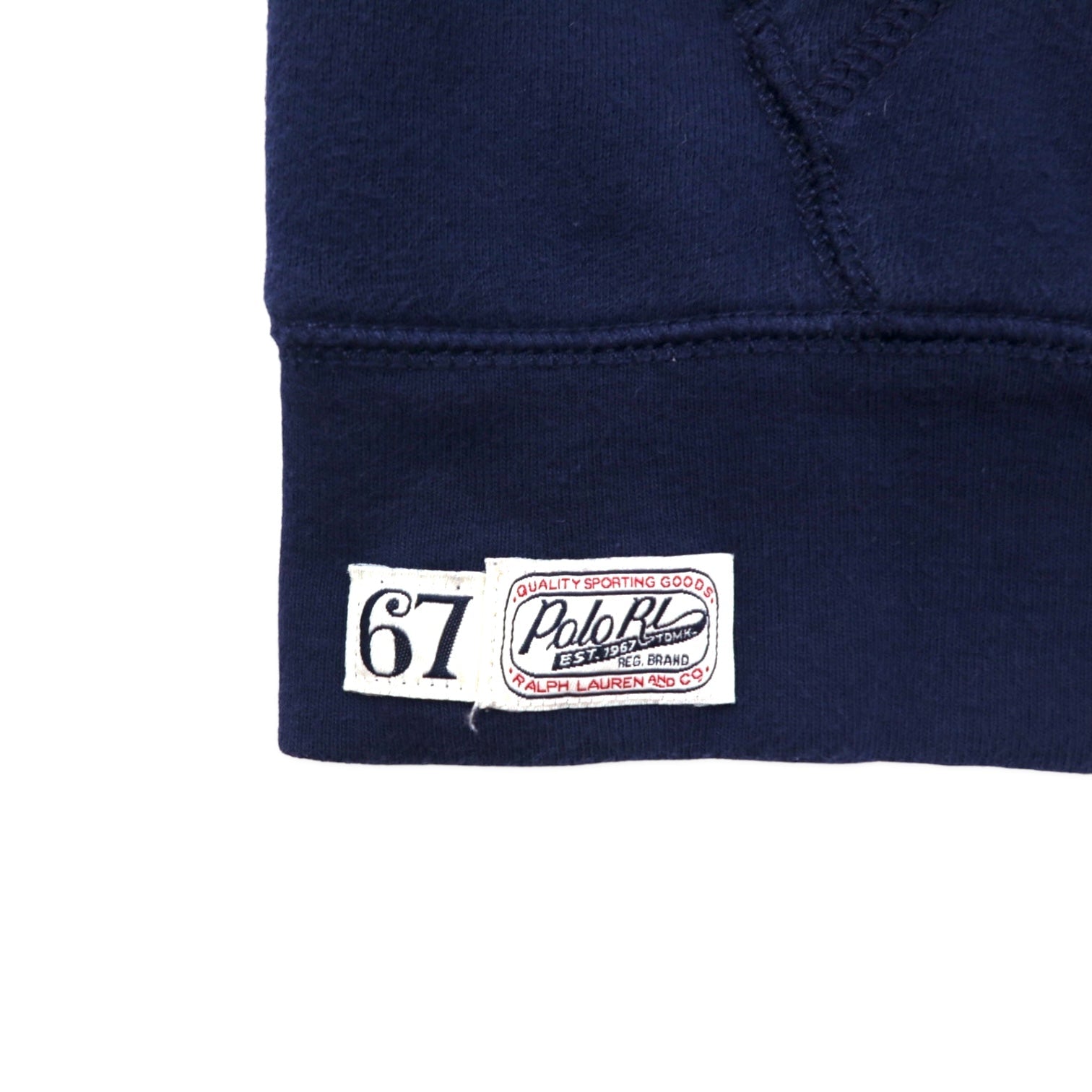 POLO RALPH LAUREN felpa con cappuccio pullover con logo ricamato L blu navy cotone felpato