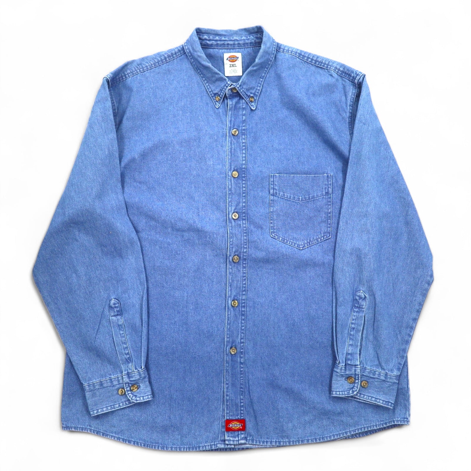Dickies Camicia in denim delavé abbottonata XXL Indigo Blu Taglia forte WL300SNB Prodotto in Nicaragua