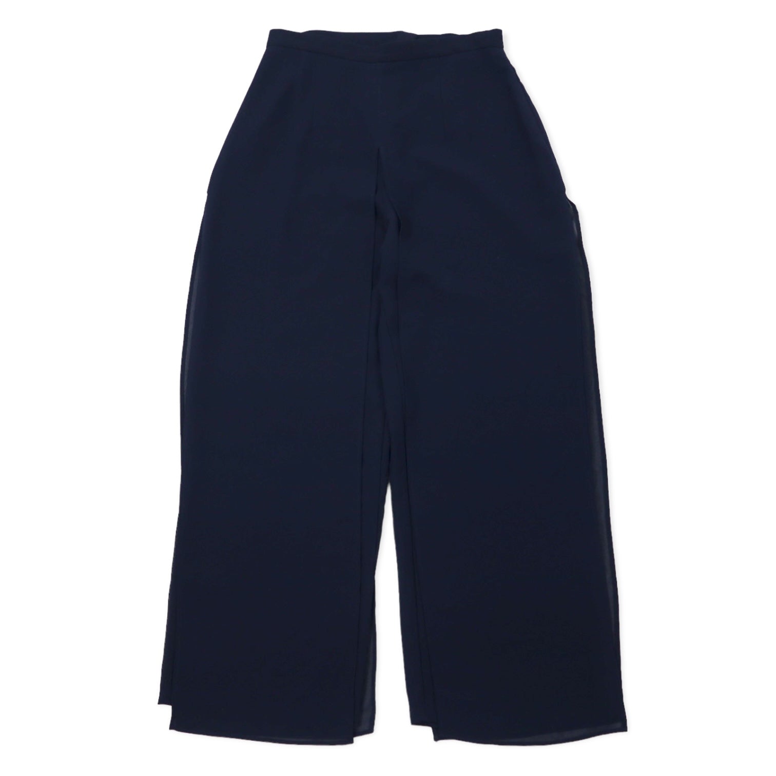 Pantaloni ampi dressbarn trasparenti drappeggiati, made in USA, taglia 12, blu navy, poliestere, con spacco, a strati