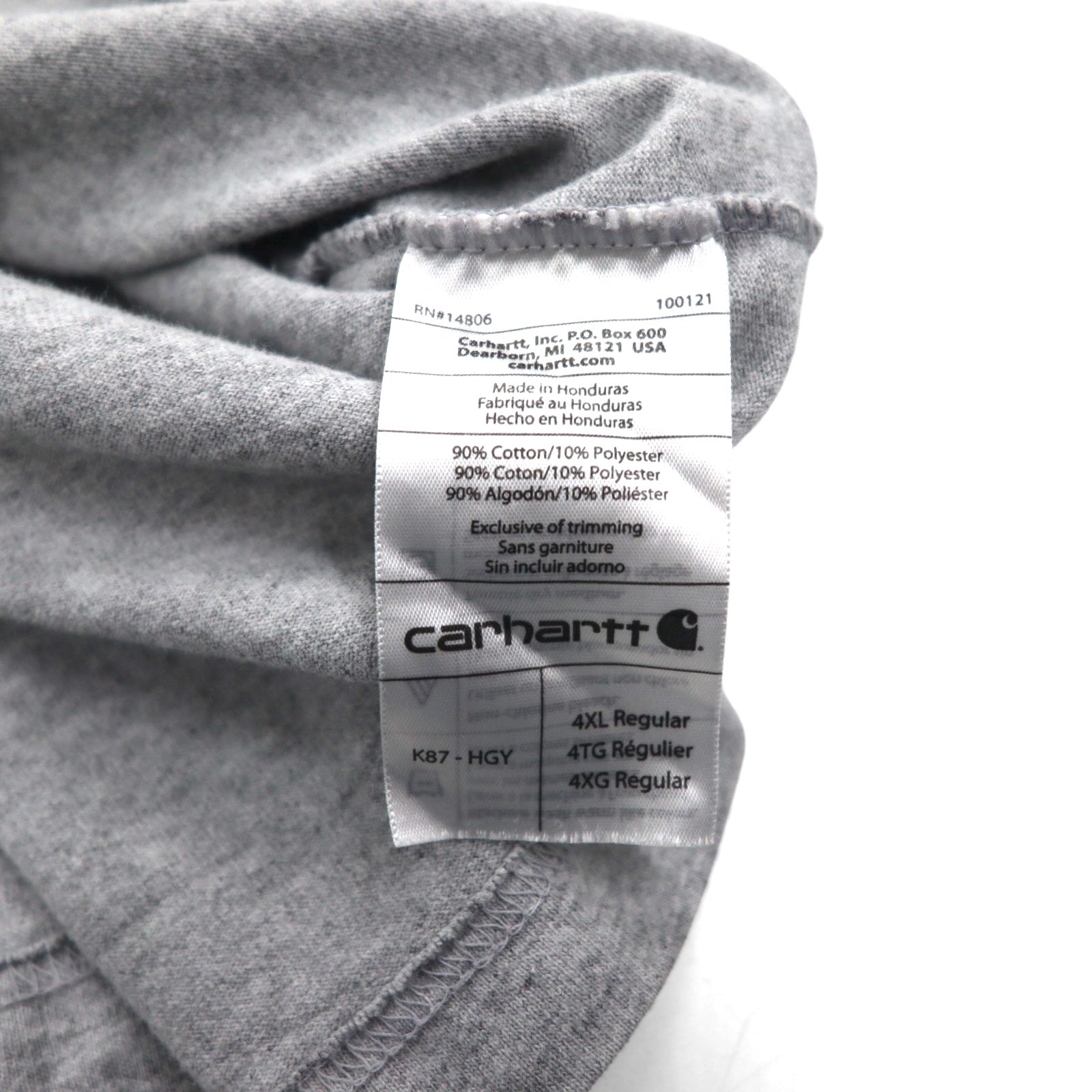 Carhartt T-shirt tasca grande Poket Tee 4XL ORIGINAL FIT grigio Made in Honduras