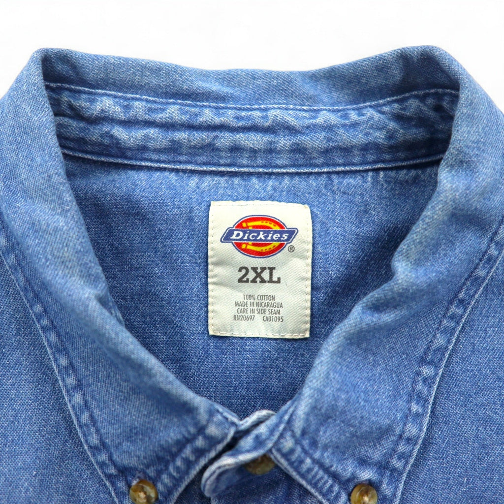 Dickies Camicia in denim delavé abbottonata XXL Indigo Blu Taglia forte WL300SNB Prodotto in Nicaragua