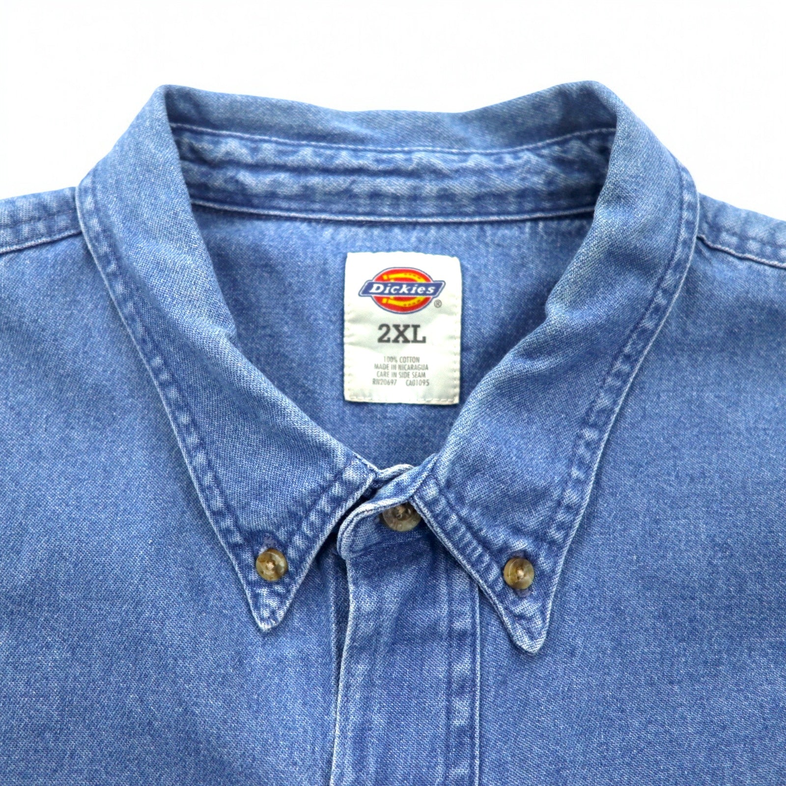 Dickies Camicia in denim delavé abbottonata XXL Indigo Blu Taglia forte WL300SNB Prodotto in Nicaragua