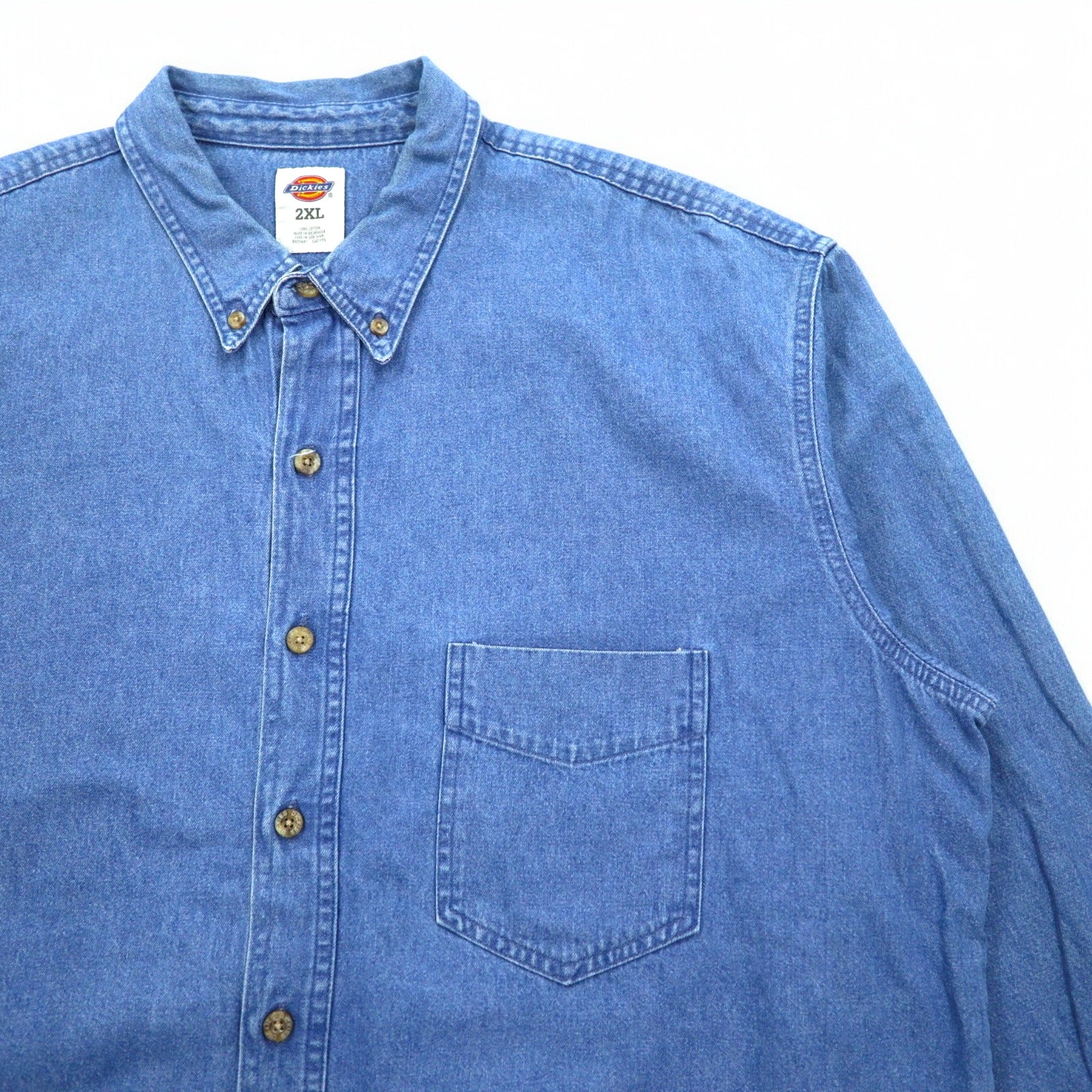 Dickies Camicia in denim delavé abbottonata XXL Indigo Blu Taglia forte WL300SNB Prodotto in Nicaragua