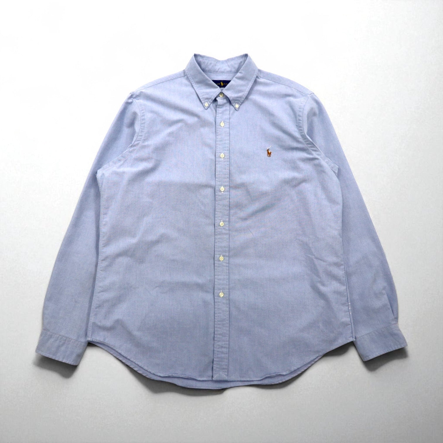 RALPH LAUREN Camicia Oxford button-down XL blu cotone con ricamo piccolo pony