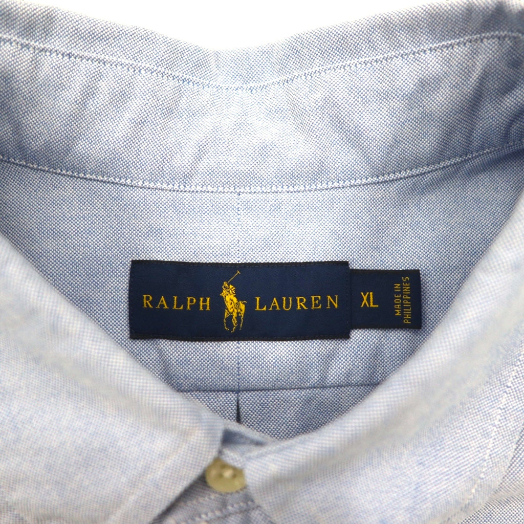 RALPH LAUREN Camicia Oxford button-down XL blu cotone con ricamo piccolo pony