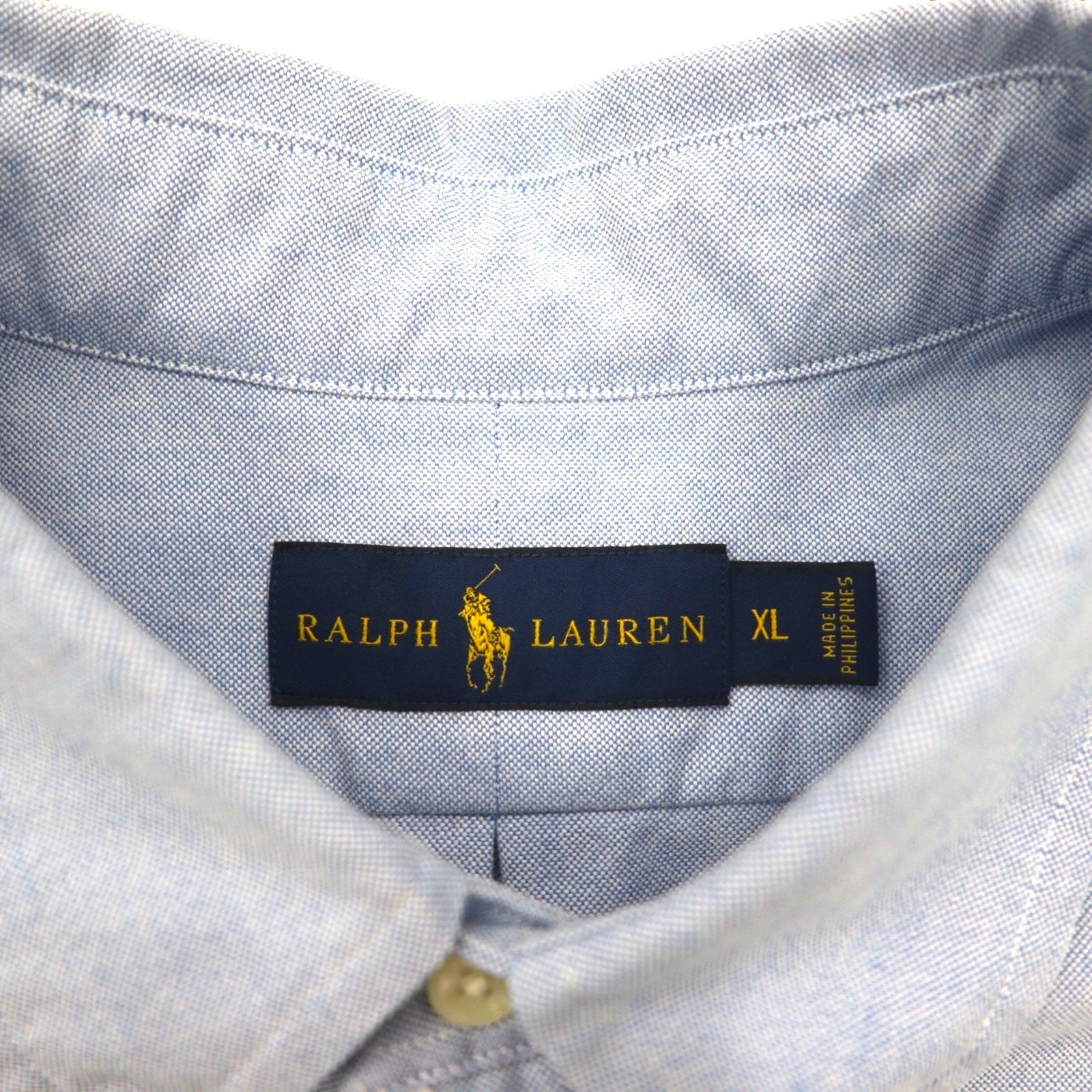 RALPH LAUREN Camicia Oxford button-down XL blu cotone con ricamo piccolo pony