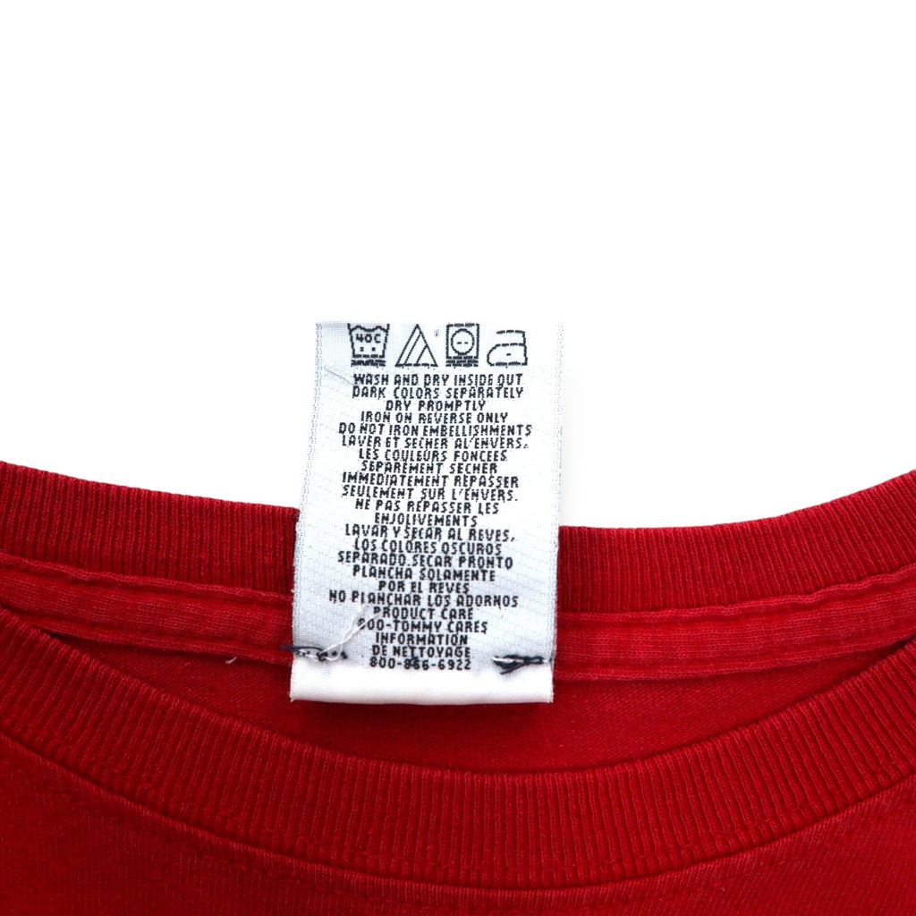 TOMMY JEANS T-shirt a maniche lunghe anni '90, maglia a maniche lunghe S rossa in cotone, made in Messico