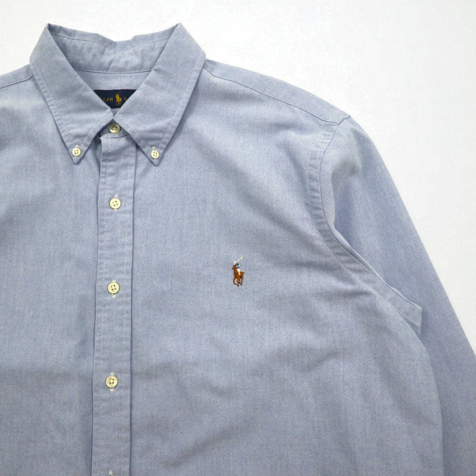 RALPH LAUREN Camicia Oxford button-down XL blu cotone con ricamo piccolo pony
