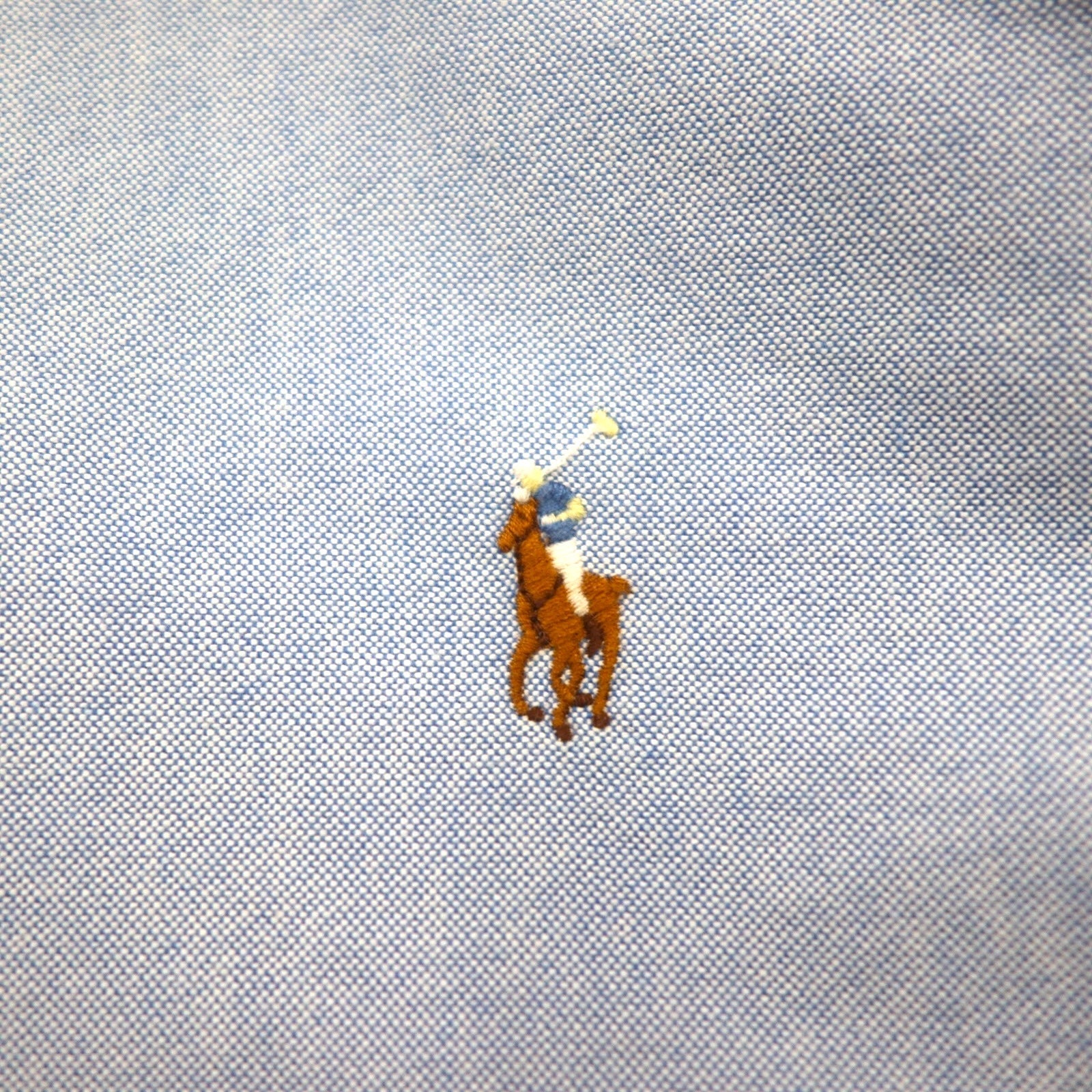 RALPH LAUREN Camicia Oxford button-down XL blu cotone con ricamo piccolo pony