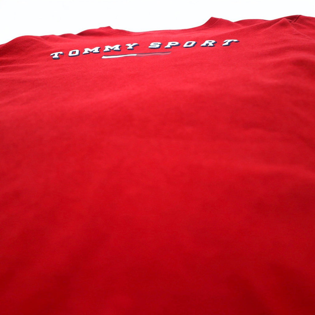 TOMMY JEANS T-shirt a maniche lunghe anni '90, maglia a maniche lunghe S rossa in cotone, made in Messico
