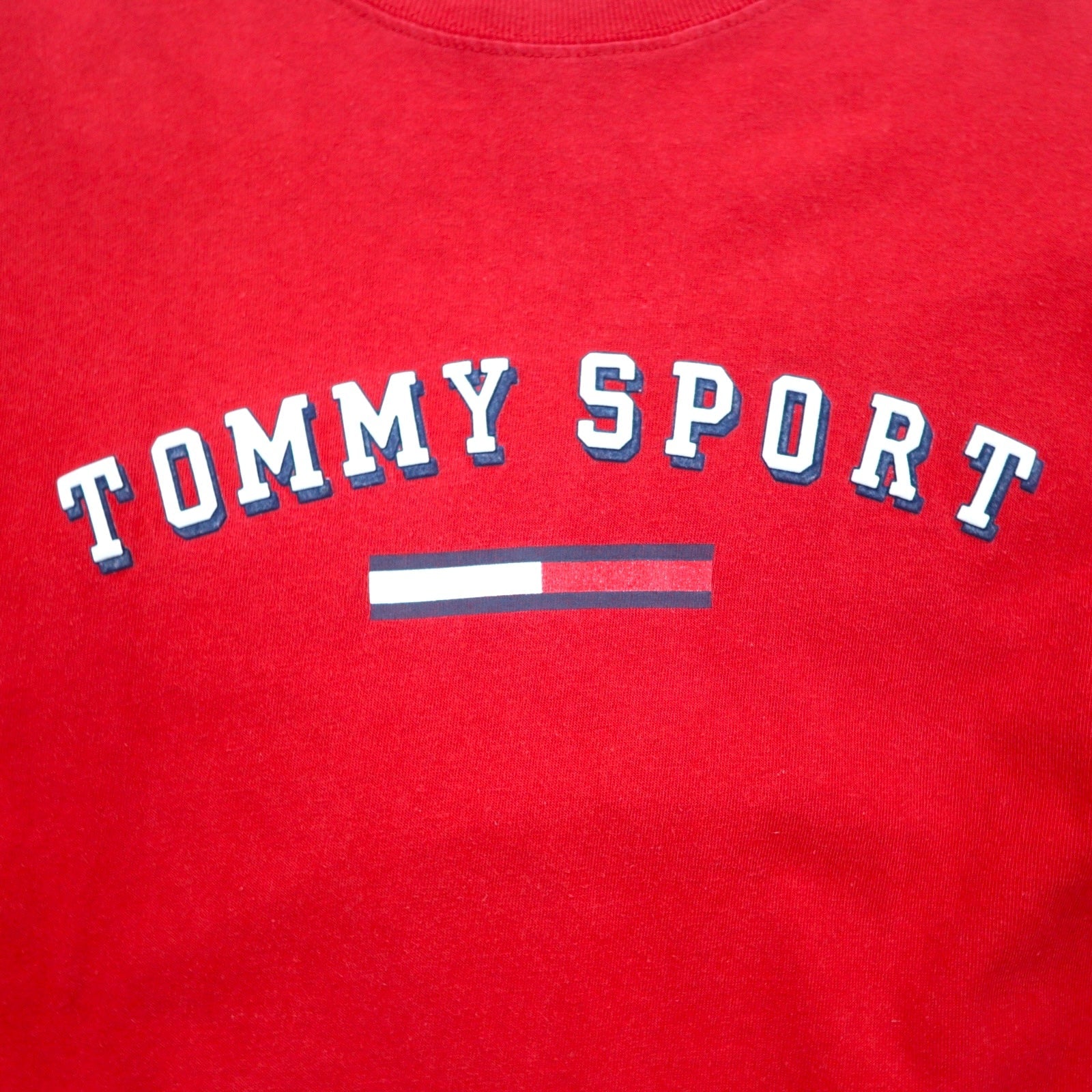 TOMMY JEANS T-shirt a maniche lunghe anni '90, maglia a maniche lunghe S rossa in cotone, made in Messico