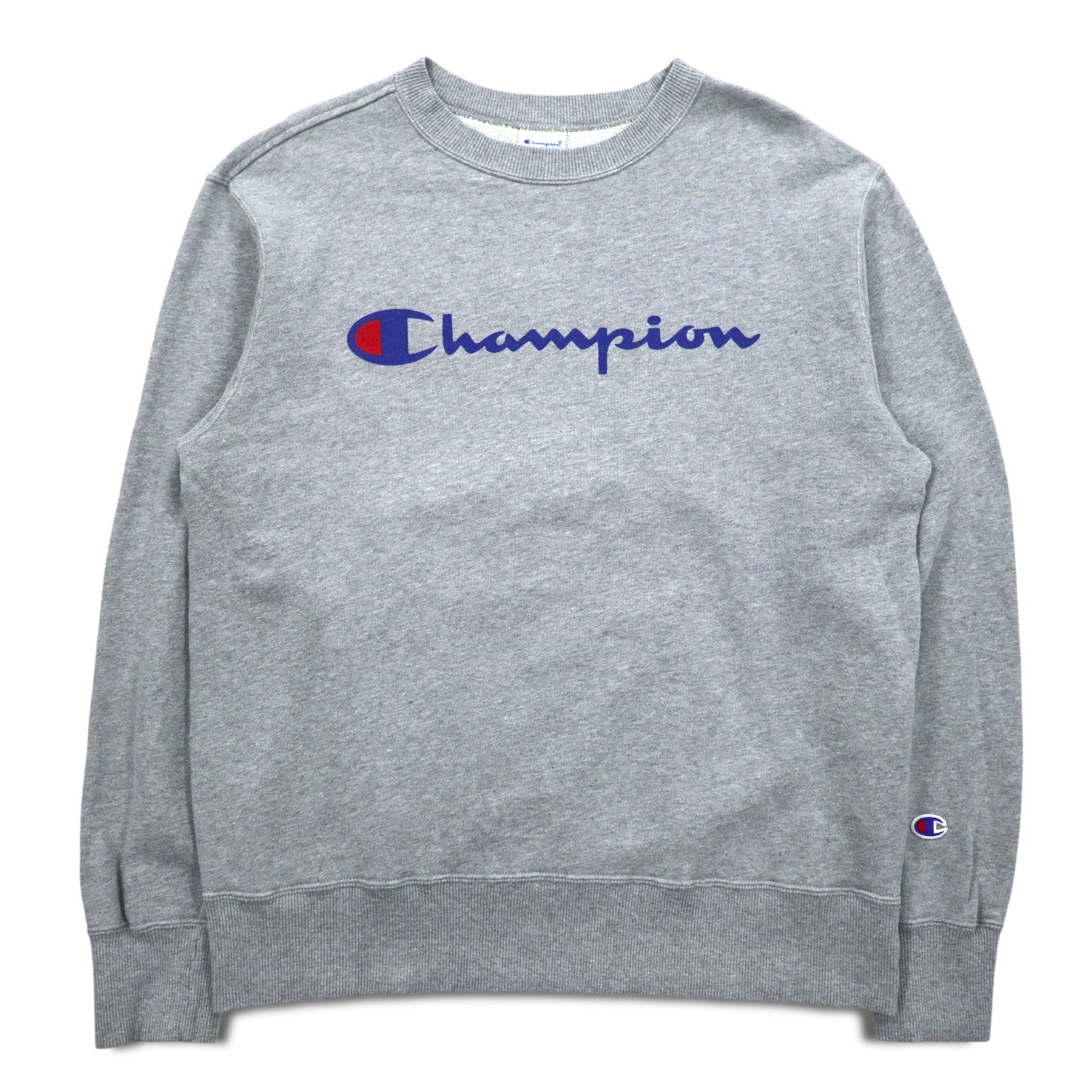Champion Basic Crewneck Sweatshirt L Grigio Cotone Script Logo C3-H004