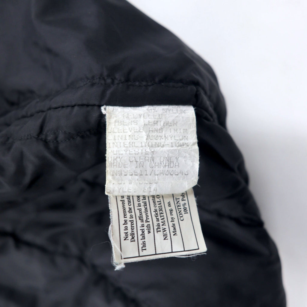 CANADA SPORTSWEAR, bomber jacket maniche in pelle, anni '90, XL, blu navy, pelle e lana, ricamo CANADIAN THUNDERBIRDS, Made in Canada