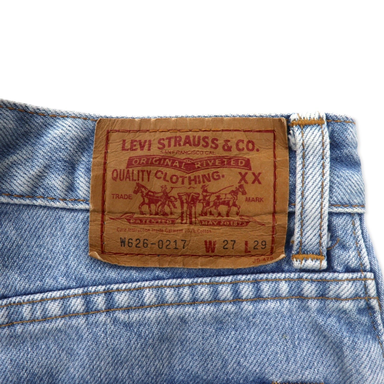 Levi's Jeans tapered anni '90 27 blu ghiaccio cotone W626-0217 Made in Japan