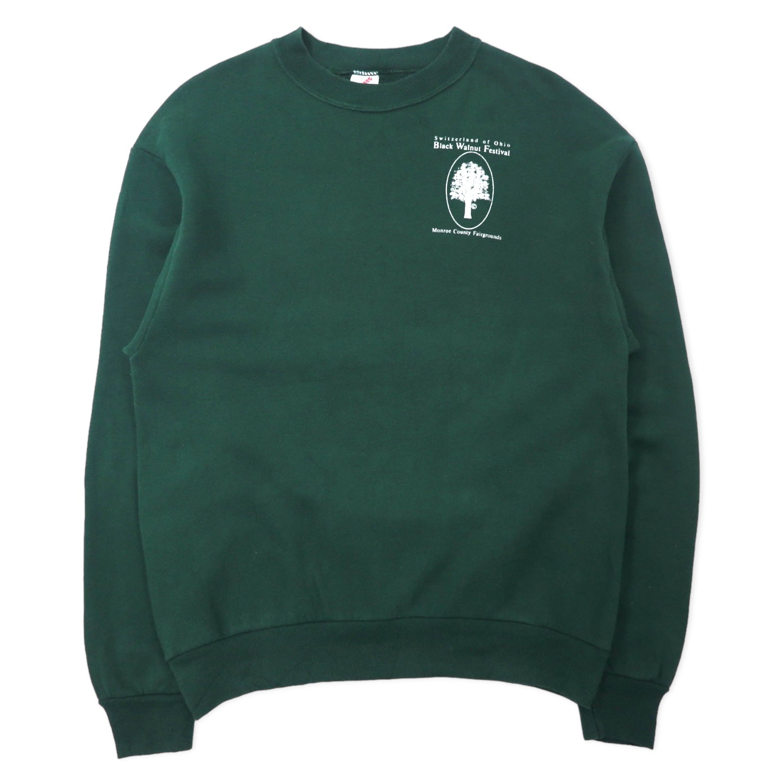 JERZEES Made in USA Anni '90 Girocollo Felpa M Verde Cotone Felpato Black Walnut Festival