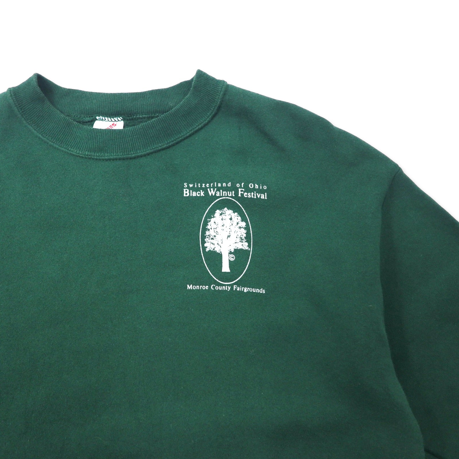 JERZEES Made in USA Anni '90 Girocollo Felpa M Verde Cotone Felpato Black Walnut Festival