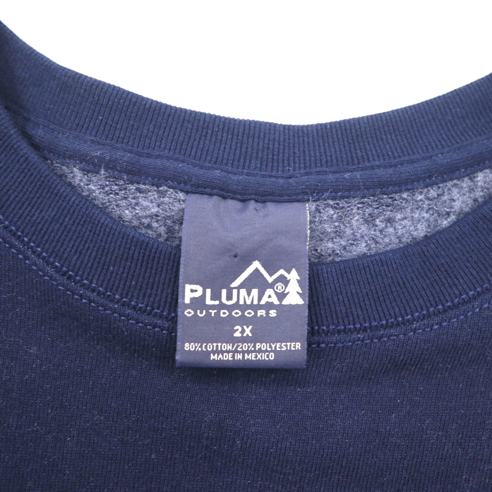 PLUMA OUTDOORS Felpa vuota 2XL Navy Tinta unita Cotone Felpata all'interno Made in Mexico