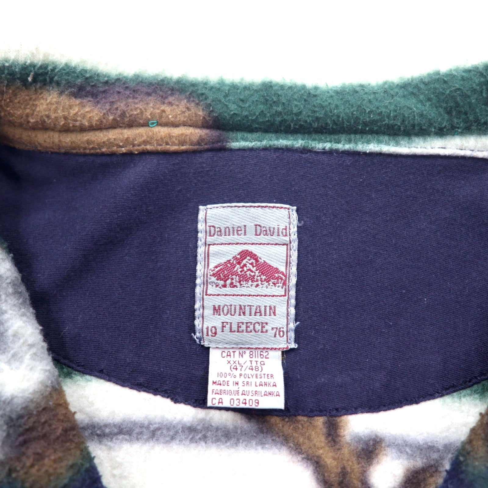 Anni '90 Daniel David Felpa in pile a mezza zip XXL verde, fantasia animali, cervi, lupi, MOUNTAIN FLEECE